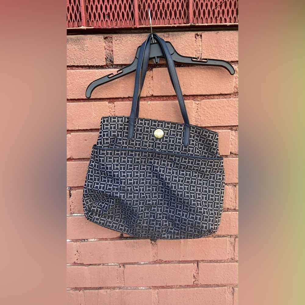 Tommy Hilfiger Black and Gold Tote Bag